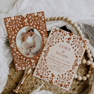 Invitación de boda de terracota beige Fiesta Mexic