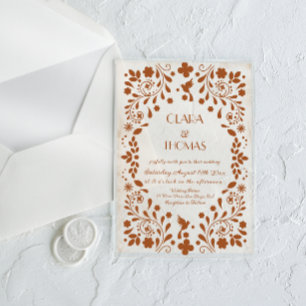 Invitación de boda de terracota beige mexicana