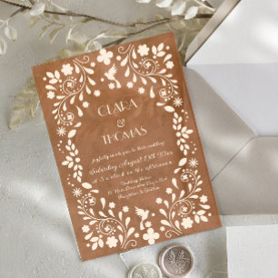 Invitación de boda de terracota beige mexicano