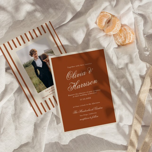 Invitación de boda de terracota Chic Terrenal (Subido por el creador)