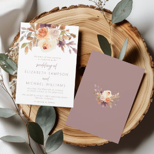 Invitación de boda de terracota ciruela floral de 
