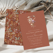 Invitación de boda de terracota con monograma