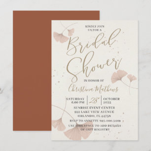 Invitación de boda de terracota dorada rústica