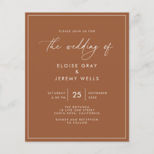 Invitación de boda de terracota económica Folleto