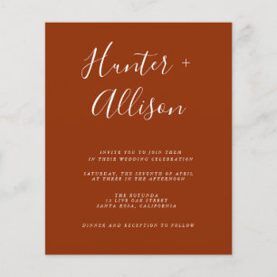 Invitación de boda de terracota económica Volante