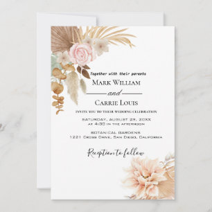 Invitación de boda de terracota floral bohemio
