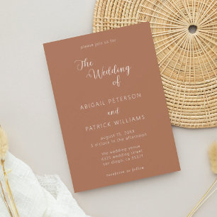 Invitación de boda de terracota moderna minimalist
