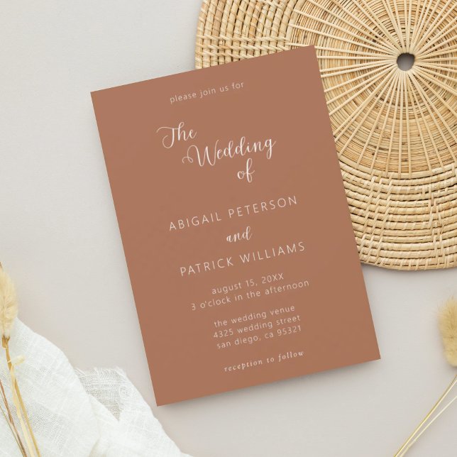 Invitación de boda de terracota moderna minimalist (Subido por el creador)