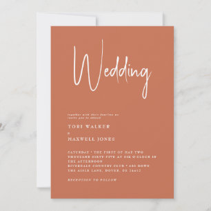 Invitación de boda de terracota moderna sin padres