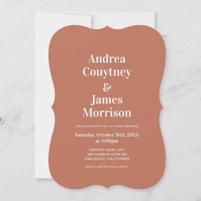 Invitación de Boda de Terracota Otoñal con Rubor (Anverso)