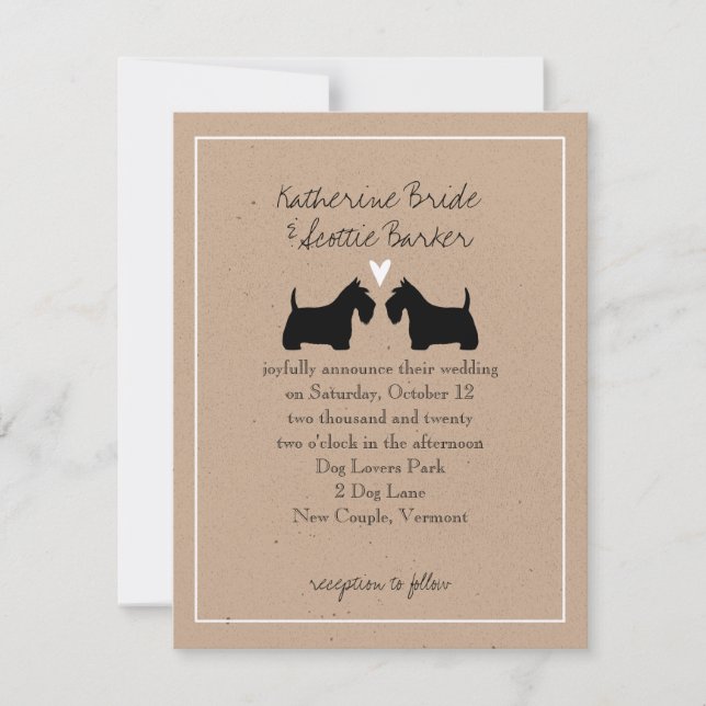 Invitación de boda de Terriers Escoceses (Anverso)