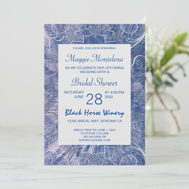 Invitación de boda de textura chic moderna (Anverso de pie)