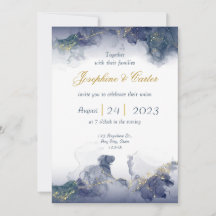 Invitación de boda de tinta de medianoche y oro
