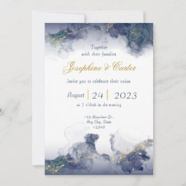 Invitación de boda de tinta de medianoche y oro