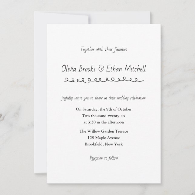 Invitación de Boda de Tipografía Clásica (Anverso)