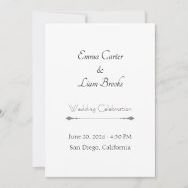 Invitación de boda de tipografía clásica