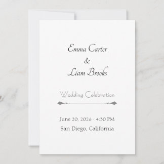 Invitación de boda de tipografía clásica