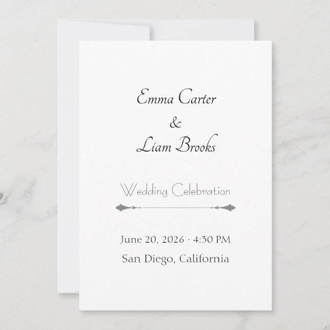 Invitación de boda de tipografía clásica (Anverso)