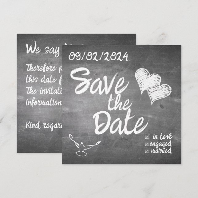 Invitación de Boda de tipografía de tablero de cal (Anverso / Reverso)