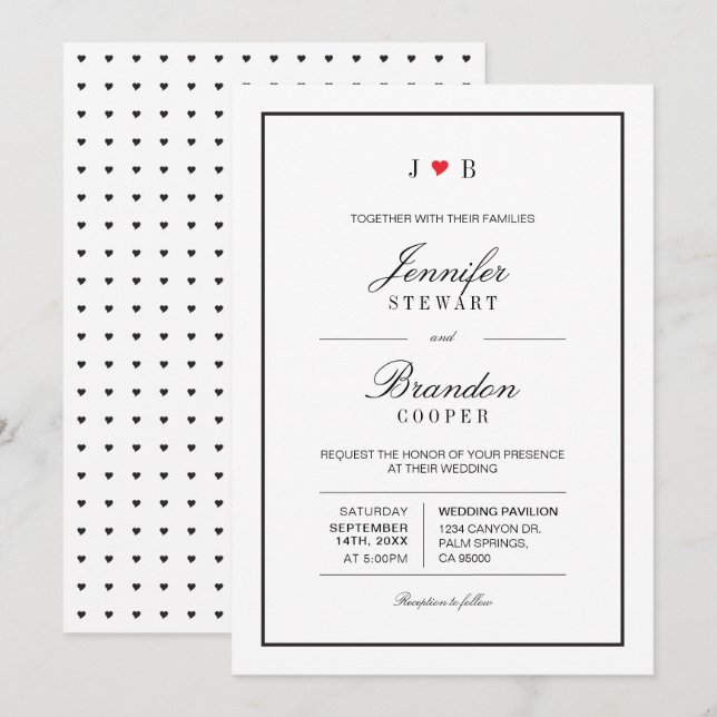 Invitación de boda de tipografía Simple Chic (Anverso / Reverso)