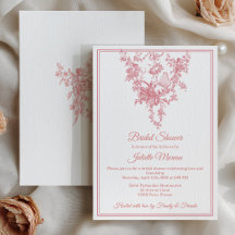Invitación de boda de Toile de Jouy rosa sonrosado