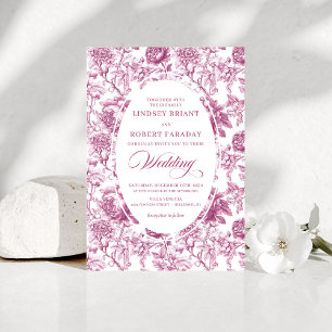 Invitación de boda de toile de rosas rosa romántic