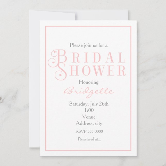 Invitación de boda de tono rosa claro sonrojado (Anverso)