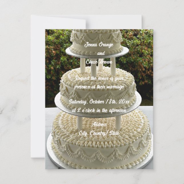 Invitación de Boda de Torta de Marfil (Anverso)