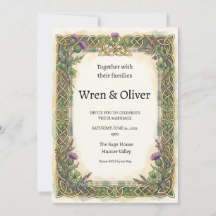Invitación de boda de Trébol de Irlanda y Cardo Es