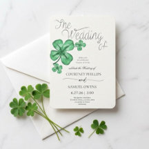 Invitación de boda de trébol verde Afortunado en e