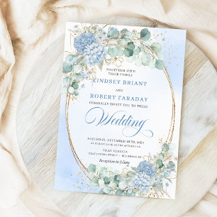 Invitación de boda de trigo azul clásico de horten