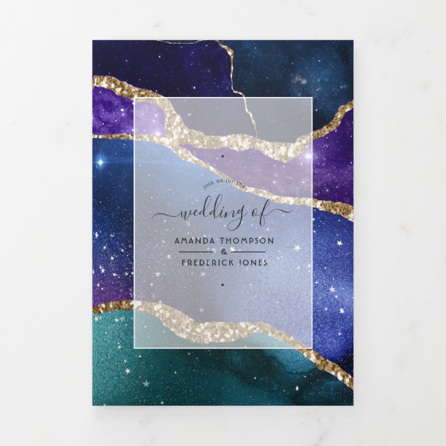 Invitación de boda de tríptico de foto de ágata de (Foto de portada)