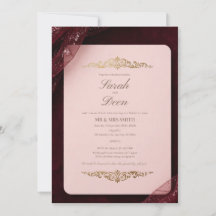 Invitación de boda de tul bordada con destellos co