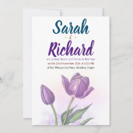 Invitación de boda de tulipán con acuarela elegant
