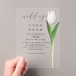 Invitación de boda de tulipán de acrílico transpar