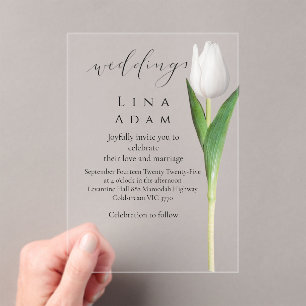 Invitación de Boda de Tulipán de Acrílico Transpar