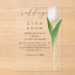 Invitación de Boda de Tulipán de Acrílico Transpar
