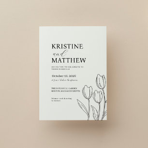 Invitación de boda de tulipán floral elegante de p