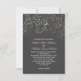 Invitación de boda de tulipán gris con patrón flor