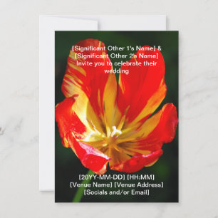 Invitación de boda de tulipán naranja rojo cálido
