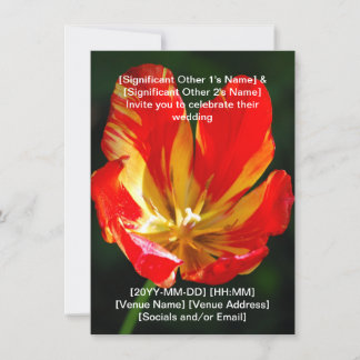 Invitación de boda de tulipán naranja rojo cálido