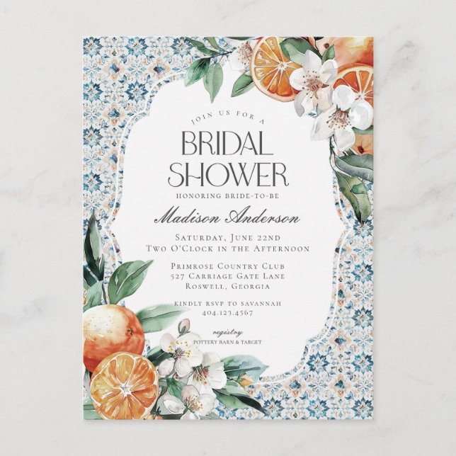 Invitación de boda de Tuscany Tile Coastal Italian (Anverso)