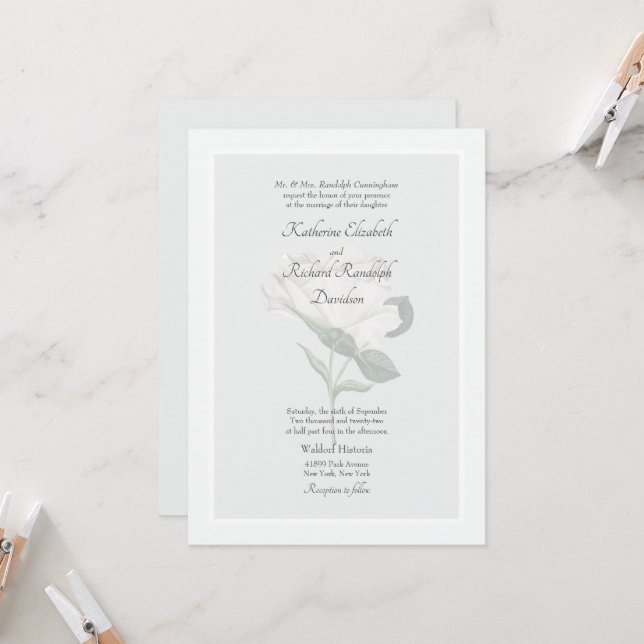 Invitación de boda de un solo lugar Elegante Rosa  (Anverso/Reverso In Situ)