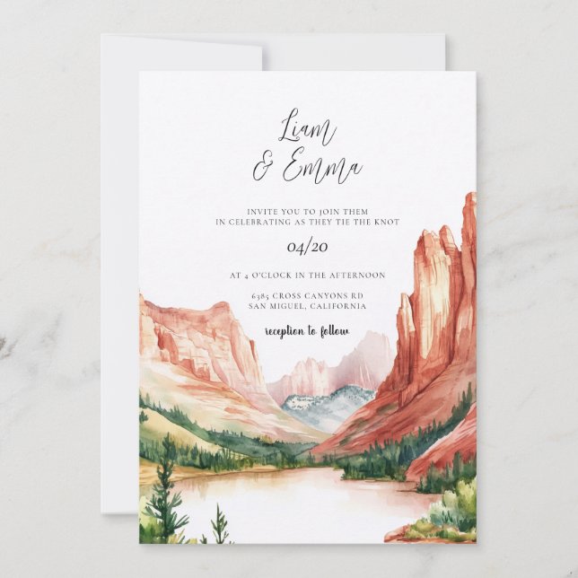 Invitación de boda de Utah acuarela (Anverso)