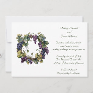 Invitación de boda de uvas de Napa