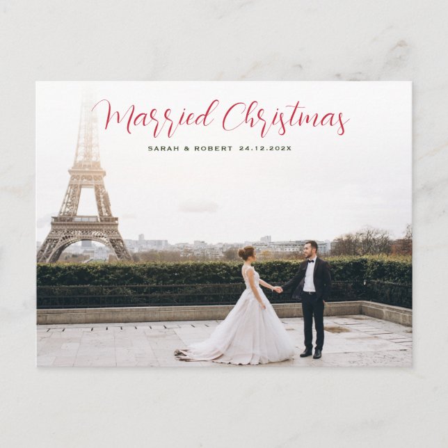 invitación de boda de vacaciones de script rojo ún (Anverso)