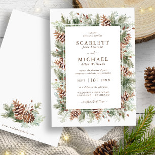 Invitación de boda de vacaciones de vegetación de