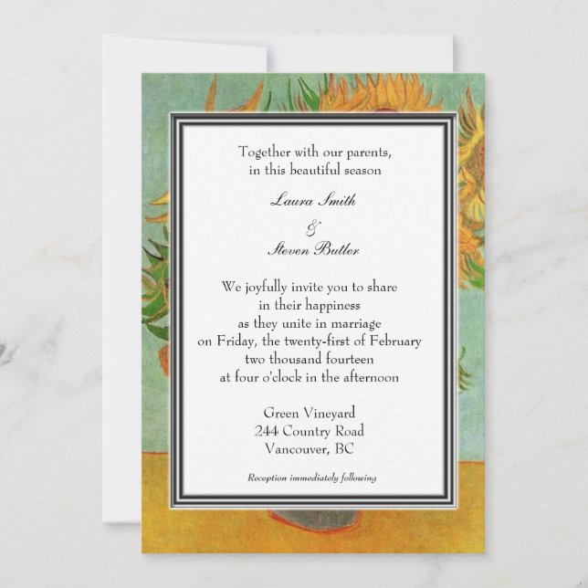 invitación de boda de vacaciones de verano, otoño. (Anverso)