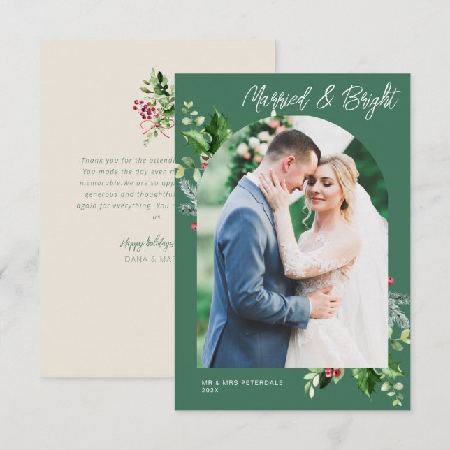 Invitación de Boda de vacaciones verdes con casado (Anverso / Reverso)