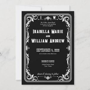 Invitación de boda de vaquero occidental vintage